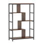 5-Tier Geometric Bookshelf with Open Shelves (Golden + White) | Metal Frame Bookcase Display Stand