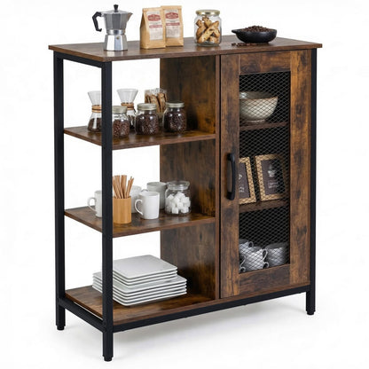 Industrial Storage Cabinet, Wooden Buffet Sideboard with Doors, Adjustable Shelves