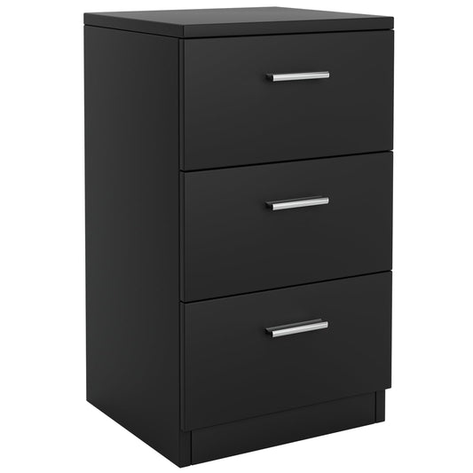 Space-saving Night Chest with 3 Drawers and Handles for Bedroom