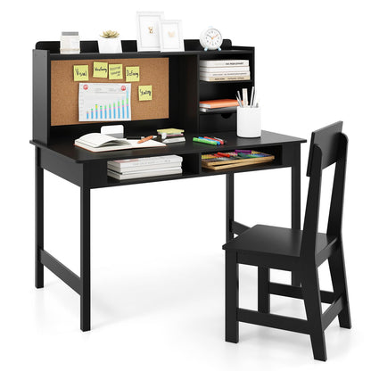 Kids Study Desk and Chair Set Wooden Students Writing Table