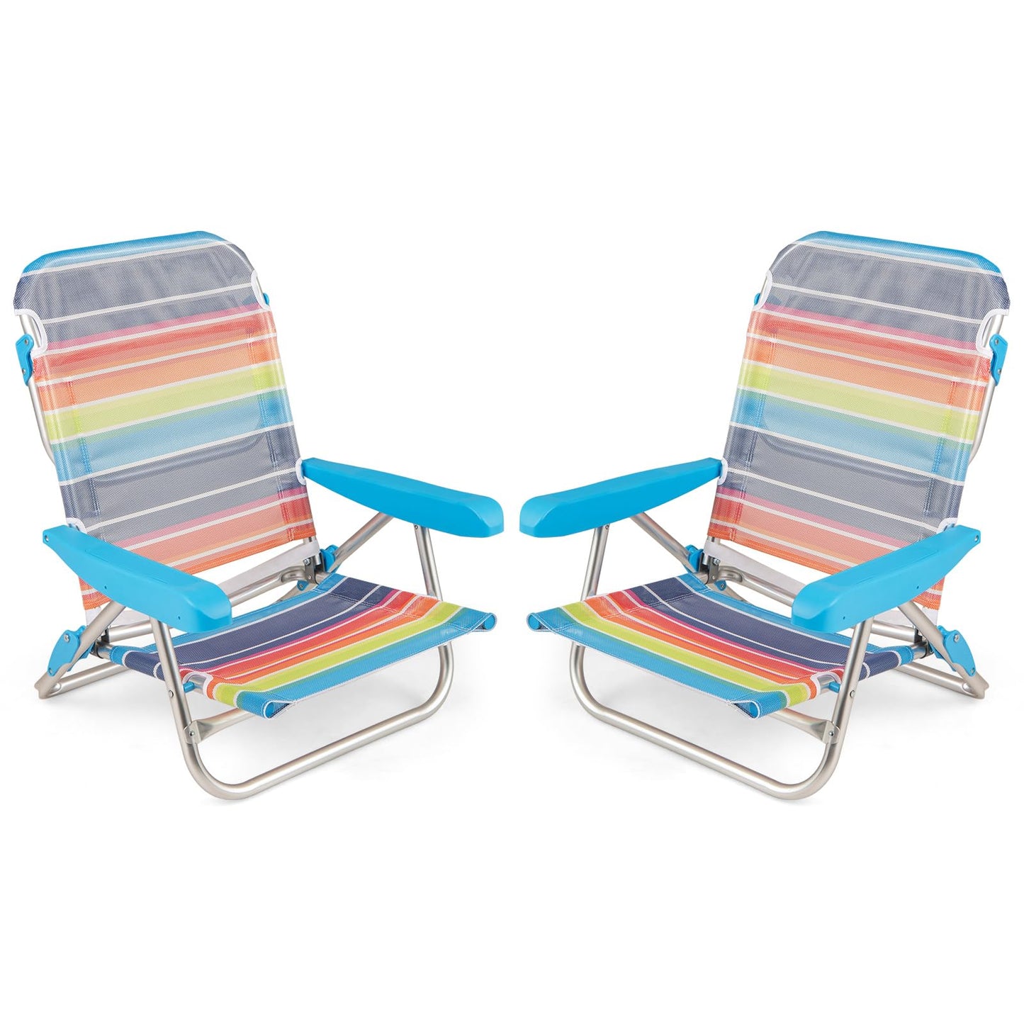 5 Adjustable Position Camping Chair with Armrests & Carry Strap