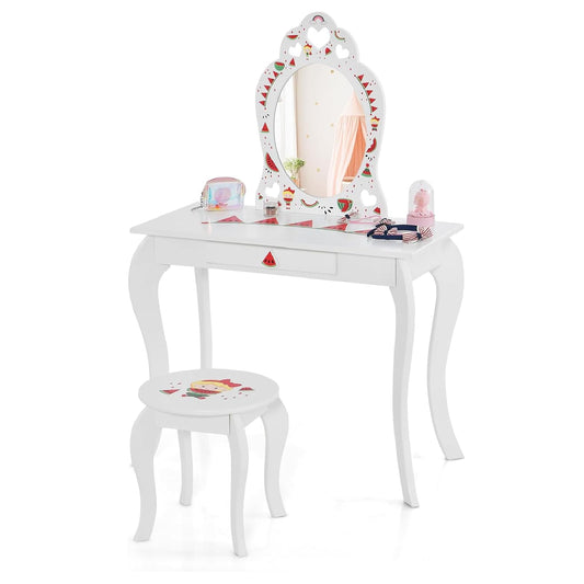 2-in-1 Kids Vanity Set with Mirror and Drawer