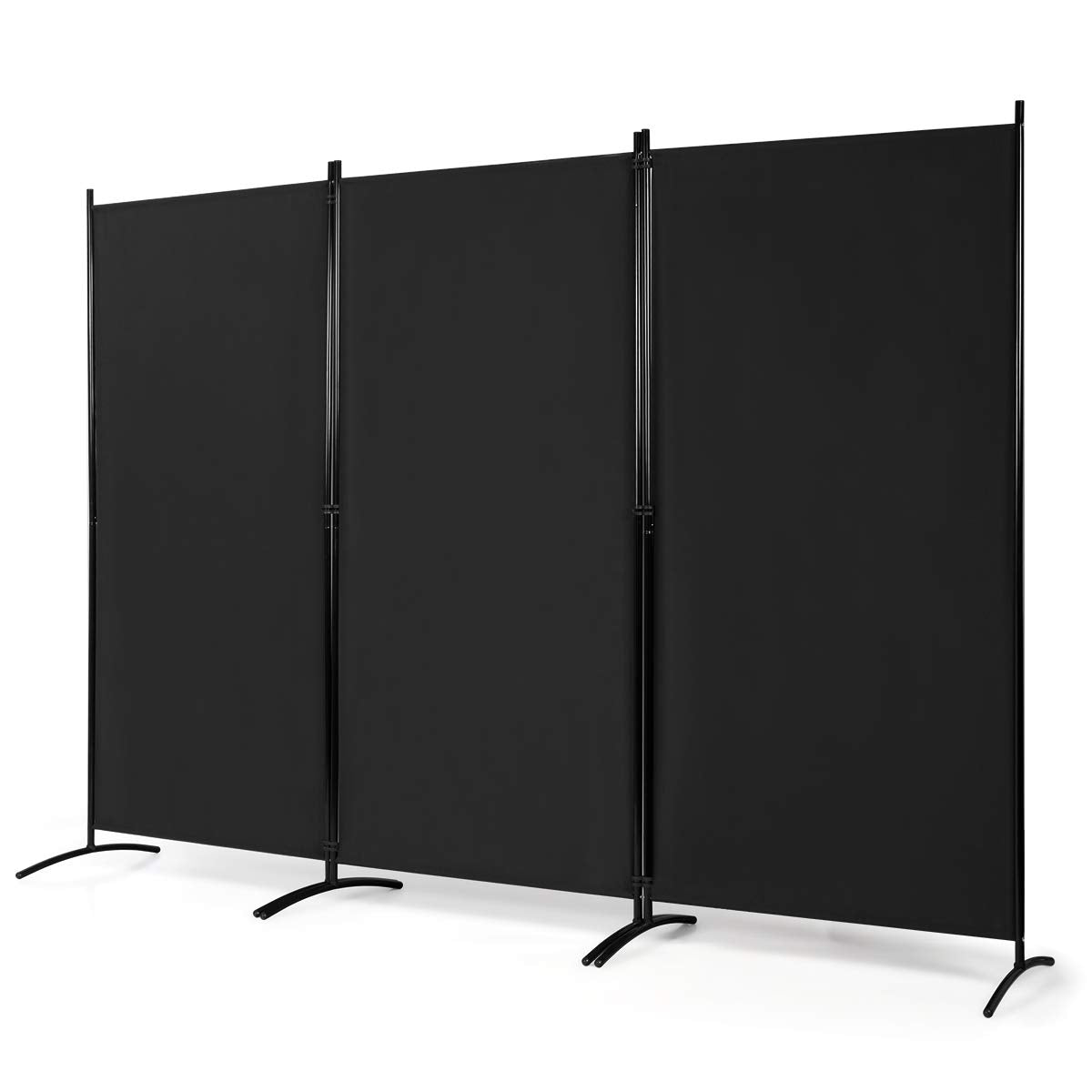 3-Panel Freestanding Wood Room Divider with Durable Hinges Steel Base