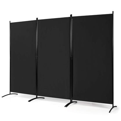 3-Panel Freestanding Wood Room Divider with Durable Hinges Steel Base