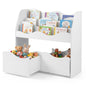 Kids Bookshelf, Storage Organizer with 2 Rolling Drawers