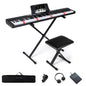Full Size Electric Piano with Adjustable Stand & Stool, Light-up Keys and Buttons, MIDI Function