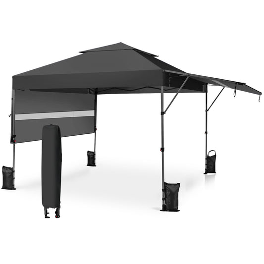 3 x 3m Rolling Pop up Gazebo with Adjustable Dual Awnings and Height