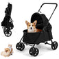 Pet Stroller, Foldable Dog Pushchair with 360°Swivel Wheels
