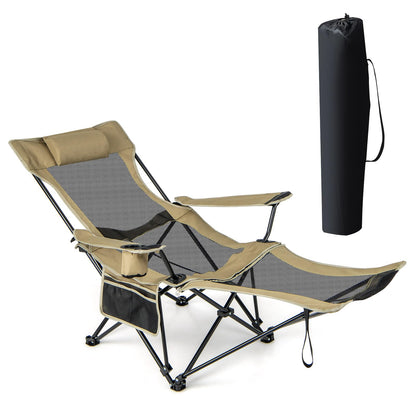 2 in 1 Portable Reclining Camp Chair with Detachable Footrest