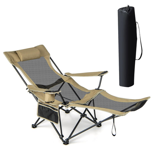 2 in 1 Portable Reclining Camp Chair with Detachable Footrest