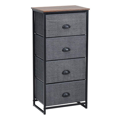 4 Fabric Nightstand Bedside Storage Cabinet Folding Drawers