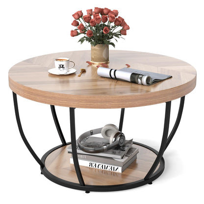 2-Tier Metal Frame Industrial Accent Cocktail Center Unit Sofa Side Tea Table