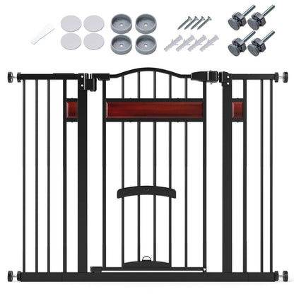 Extra Wide Walk Through Pet Gate with Small Door and 2 Extensions