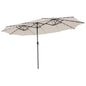 460 cm Twin Patio Umbrella with 48 LED Lights and Auto-Charging Solar Panel