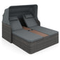 Garden Daybed, 2 Seater Rattan Sofa Sun Lounger with Canopy