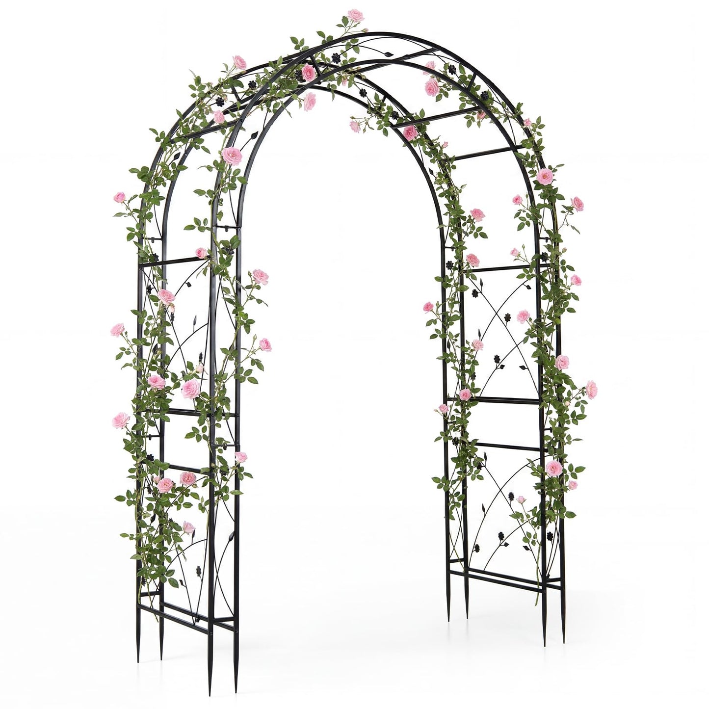 Metal Garden Arch, Large Archway Trellis Pergola Arbour for Rose Vines Climbing Plant, Patio Arbor Decoration Stand