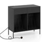 Record Player Stand with Power Outlets and Drawers for Living Room