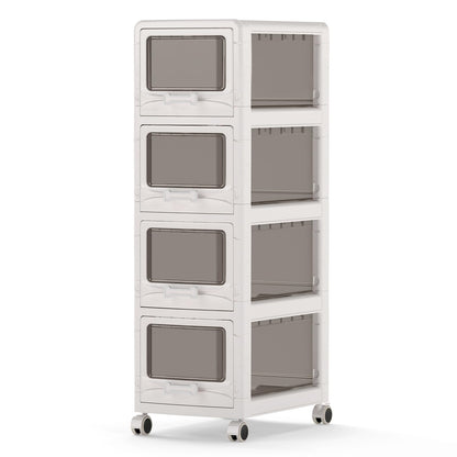 Slim Bathroom Floor Cabinet with 3/4/5 Drawers on Wheels (3-Tier) | Narrow Bathroom Storage Unit