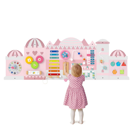 Castle Sensory Wall, 11 in 1 Activity Wall Busy Board Panels Montessori Toddler