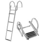 4-Step Telescoping Boat Ladder, Folding Stainless Steel Swim Dock Ladder with Non-slip Steps