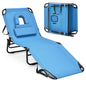 Folding Sun Lounger, 5-Position Adjustable Reclining Tanning Chair