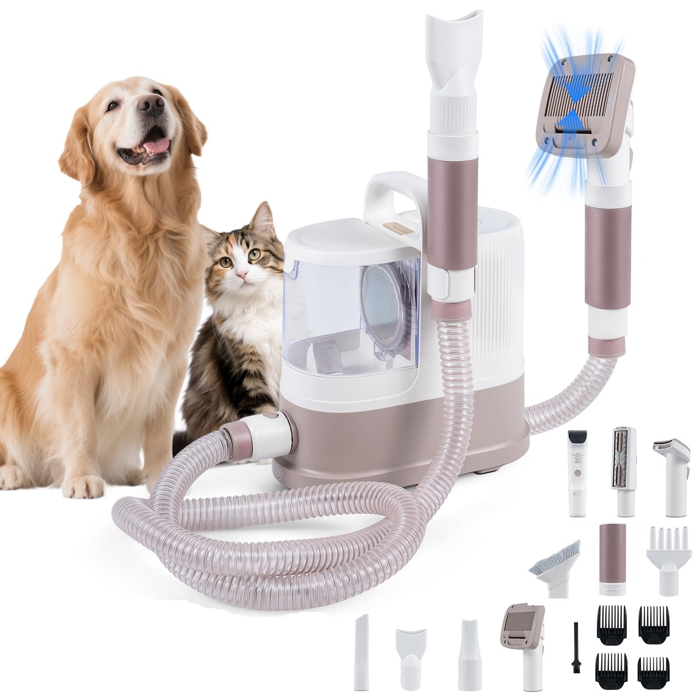 9-in-1 Dog Grooming Vacuum Kit for Shedding with 3 Suction Modes