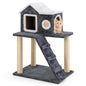 90cm Modern Cat Tree 3-level Cat Condo Furniture with Openable Roof