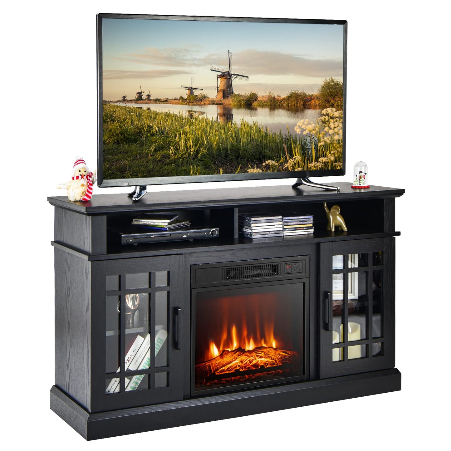 48cm Fireplace TV Stand with LED Lights Entertainment Center for 65 Inch TV