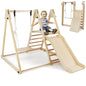 3-in-1 Foldable Indoor Jungle Gym Wooden Climbing Toys with Swing