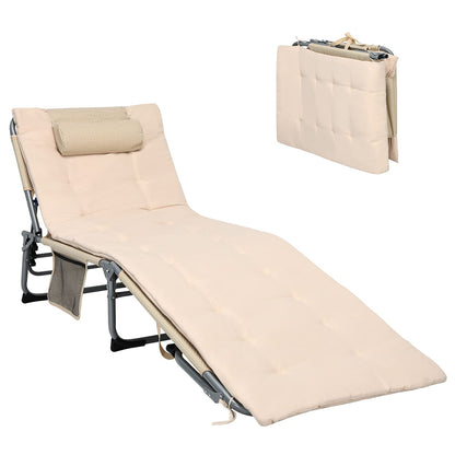 Adjustable Sun Lounger with Soft Mattress and Removable Pillow