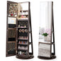 360 Degree Mirrored Jewelry Armoire with 3 Color Auto on LED Lights
