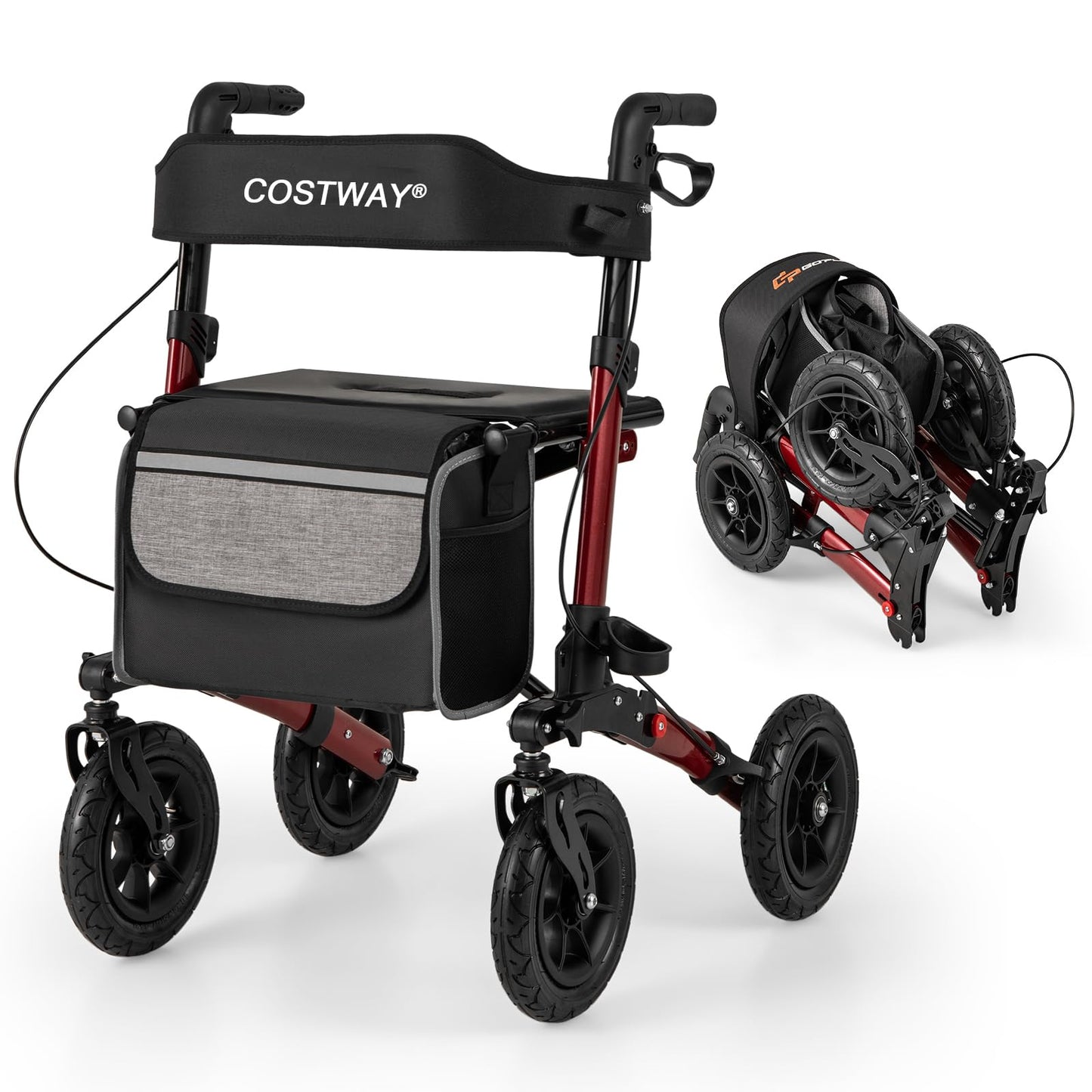 Walker for Seniors with Seat Folding Rollator Walker with Pneumatic Tires