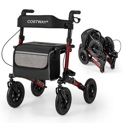 Walker for Seniors with Seat Folding Rollator Walker with Pneumatic Tires