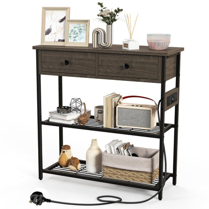 Entryway Narrow Console Table with Charging Station