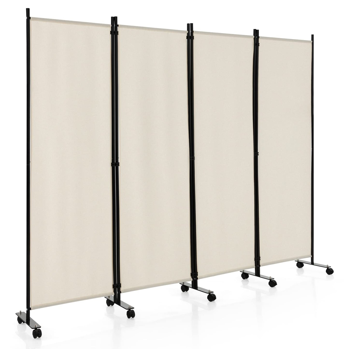 4 Panel Folding Room Divider with Wheels for Living Room Bedroom