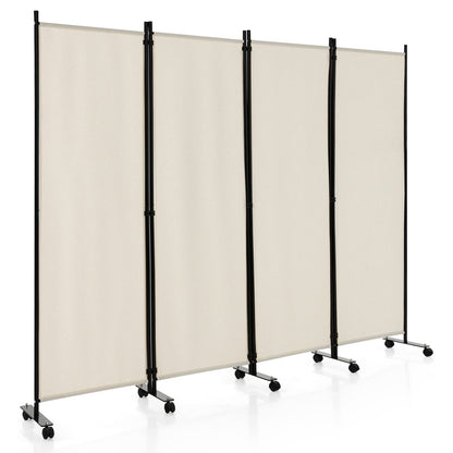4 Panel Folding Room Divider with Wheels for Living Room Bedroom