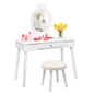 Child's Dressing Table and Cushioned Stool Set