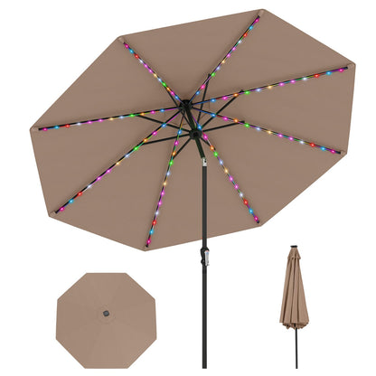 96 Solar Powered LED Lights Patio Umbrella with Tilt