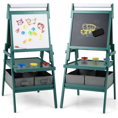 Double sided Kids Easel with Magnetic Whiteboard and Chalkboard