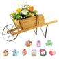 Wooden Wagon Planter Stand Wheelbarrow Flower Cart Garden Decoration