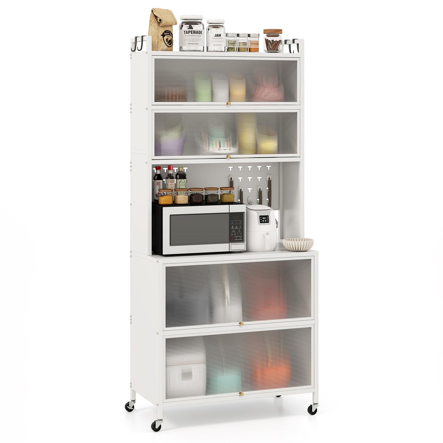 5 or 6 Tier Kitchen Pantry Cabinet Buffet Cabinet with Hutch
