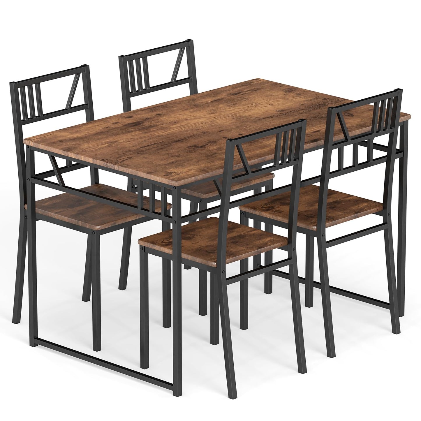 GiantexUK 5 Pieces Dining Table and Chairs Set, Metal Frame Kitchen Table Set with High Backrest