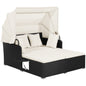 Garden Rattan Daybed with Retractable Canopy and Cushions