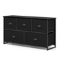 Fabric 5 Drawer Dresser Cabinet with Wooden Top