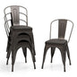 Metal Dining Chair Set of 4 with Removable Backs and PU Leather Cushioned Seat