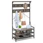 4 In 1 Coat Rack with 11 Hanging Hooks and Shoe Bench for Mudroom