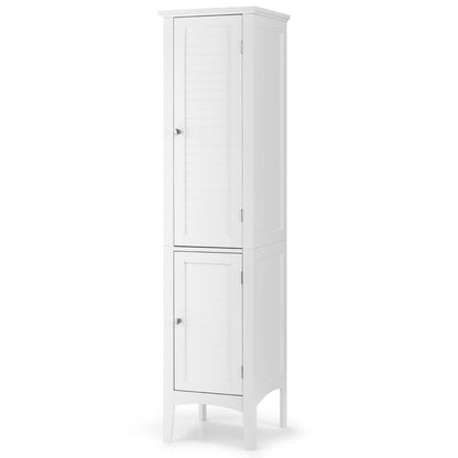 2 Door 160cm High Freestanding Bathroom Cabinet with 5 Tier Shelves