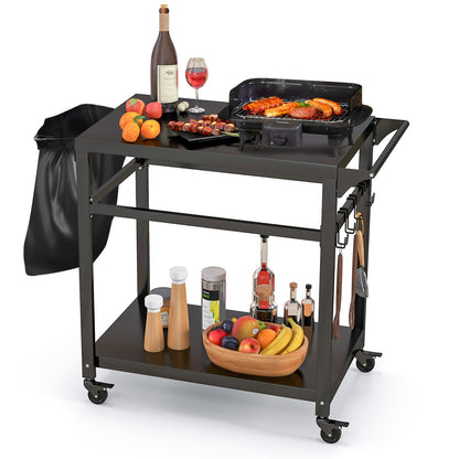 2 or 3 Shelf Movable Pizza Oven Table Stand with 4 Lockable Wheels