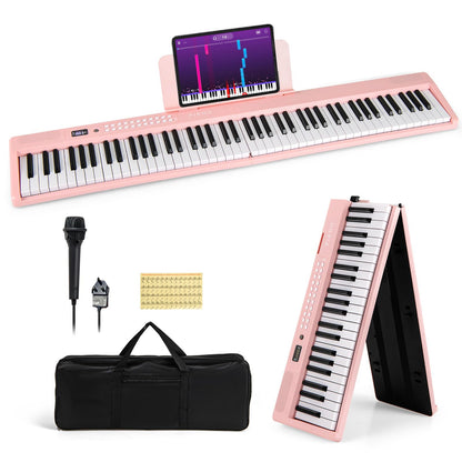 88 Key Folding Digital Piano Keyboard with Microphone