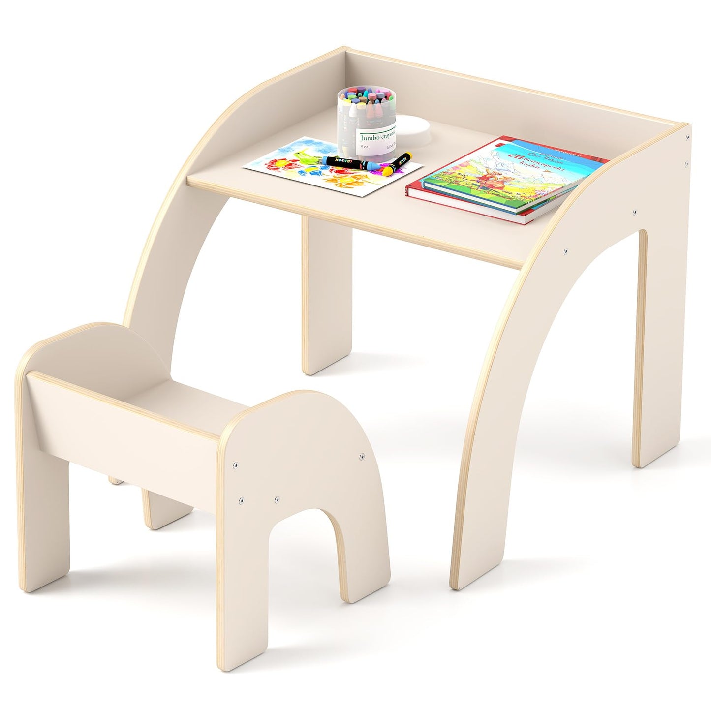 Wooded Toddler Kids Desk and Chair Set with Proper Height